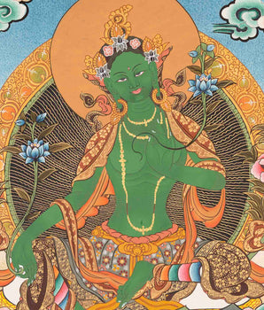 Green Tara Thangka | Healing Female Deity | Wall Decors
