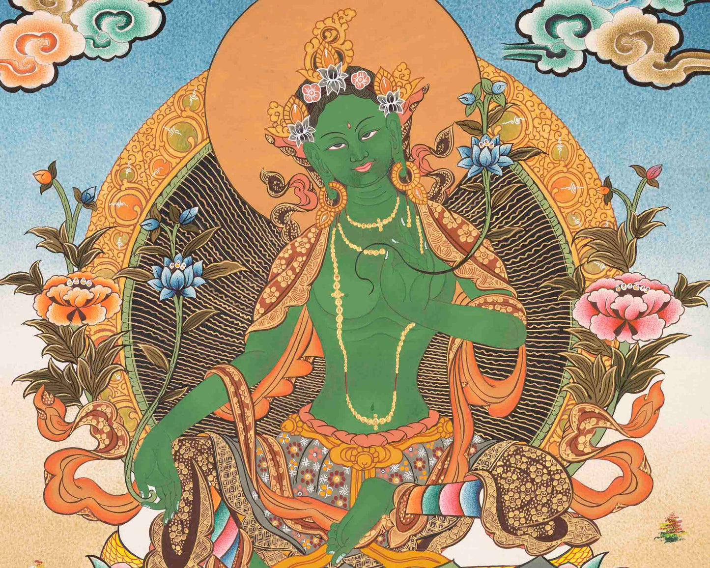 Green Tara Thangka | Healing Female Deity | Wall Decors