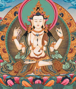 Avalokitesvara Chengrezig Thangka | Religious Painitng | Wall Decors