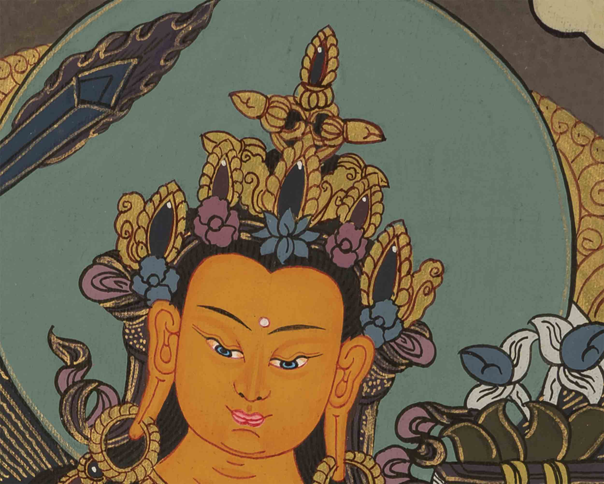 Manjushree Thangka Painting | Buddhist Wall Hanging