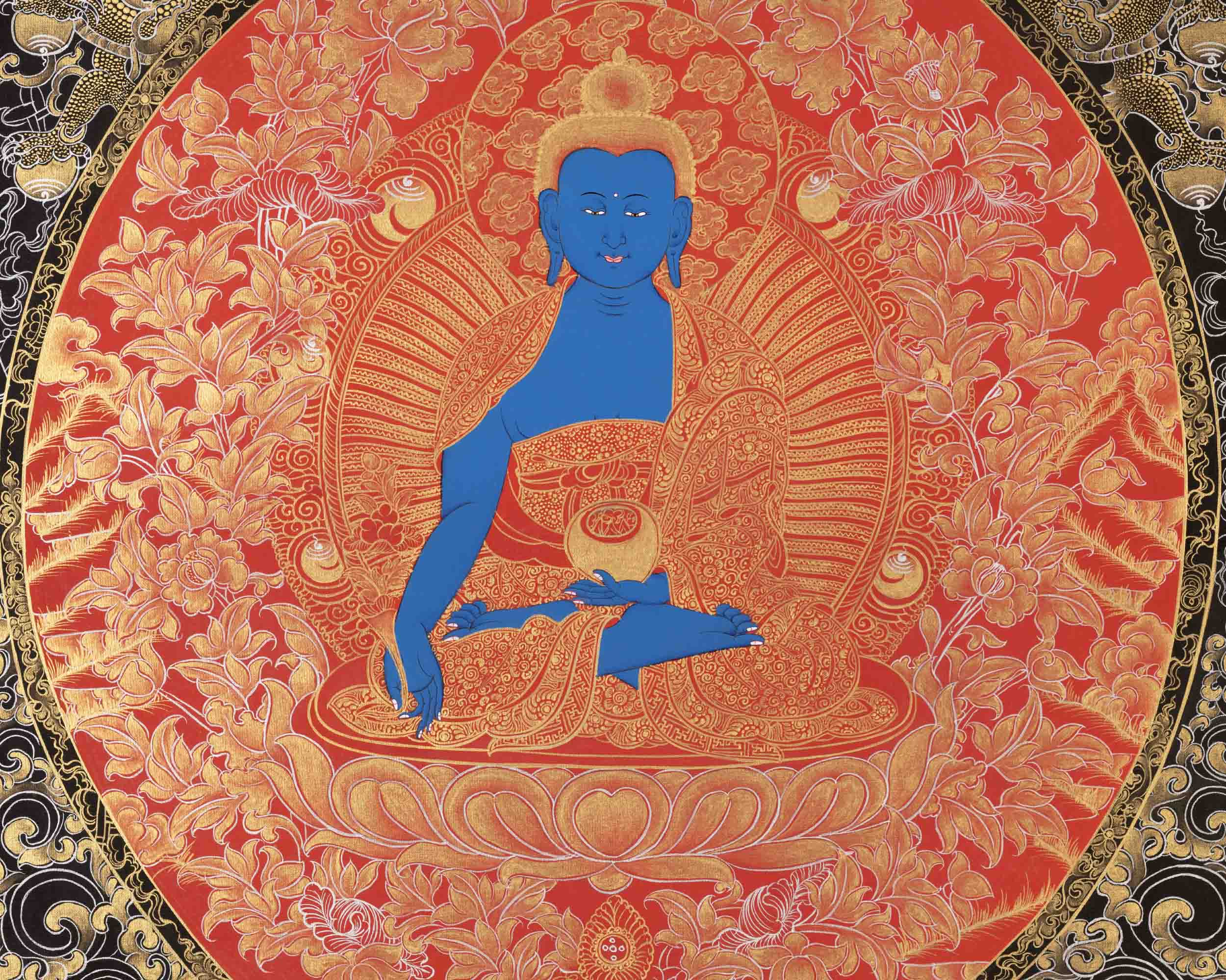 Medicine Buddha Thangka | Traditional Tibetan Painting | Wall Decors