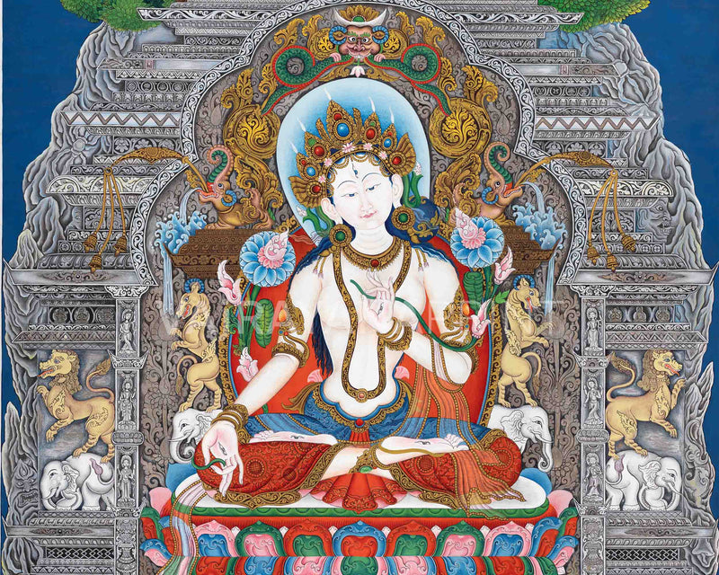 White Tara Thangka Print | Buddhist Art for Decor