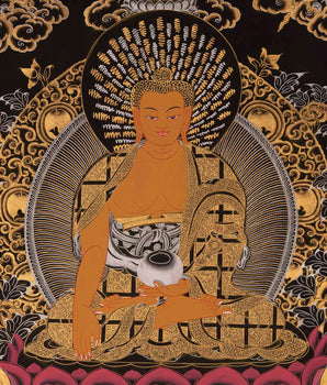 Buddha Shakymuni Thangka | 24K Gold Painted Art
