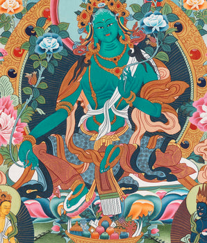 Female Green Tara Thangka | Decorative Art