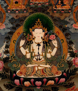 Avalokitesvara Chengrezig | Traditional Tibetan Thangka | Wall Decors