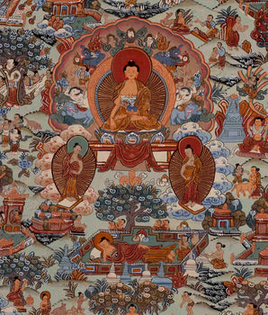 Buddha Life Story | Handpainted Tibetan Thangka | Wall Decors