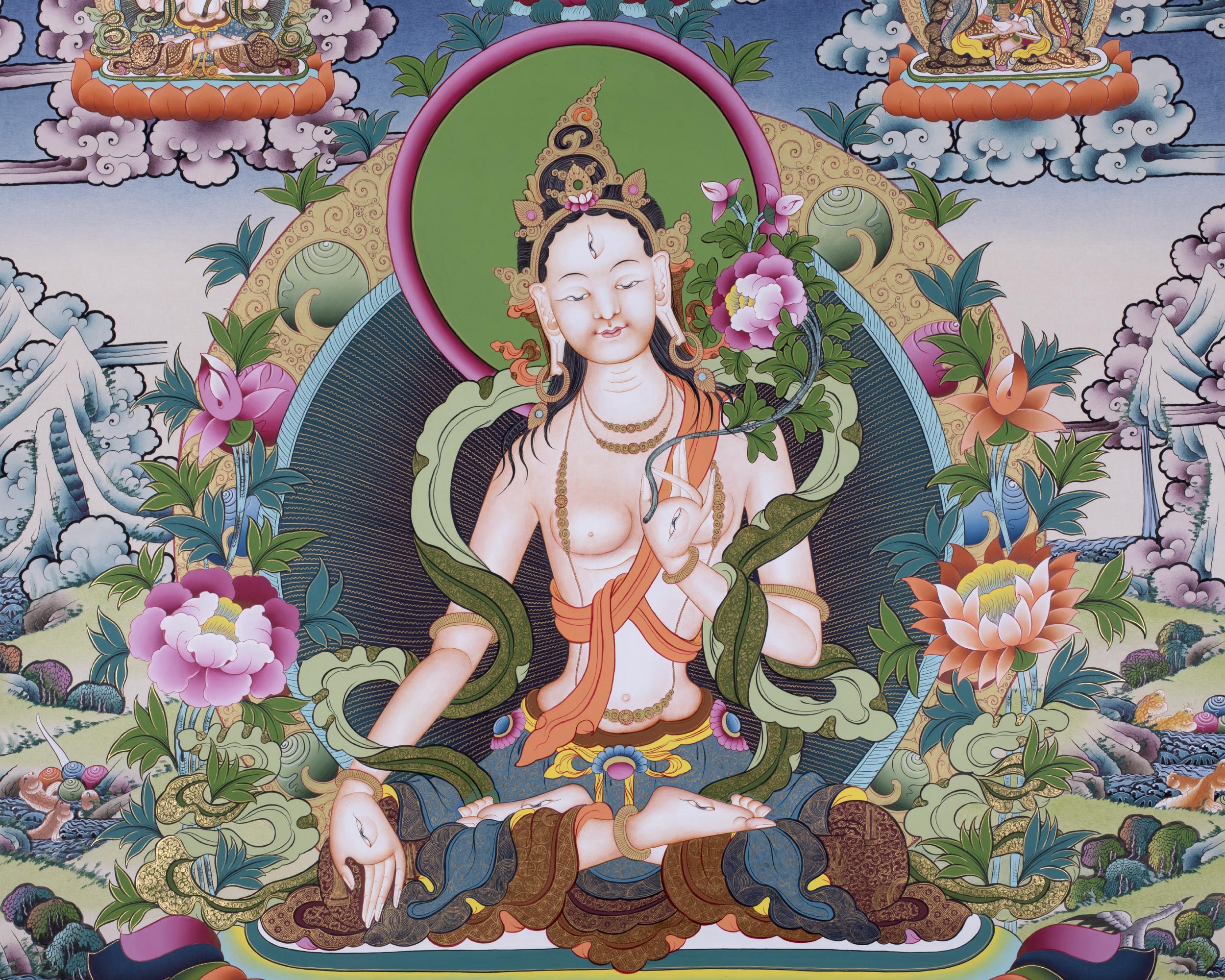 Tibetan White Tara | Hainpainted Tara Thangka