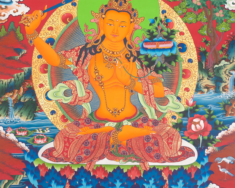 Buddhist Manjushri Print |  Traditional Wall Hanging Thangka