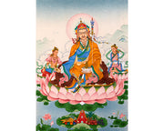 Guru Padmasambhava with Mandarva and Yeshe Tsogyal | Tibetan Thangka Painting