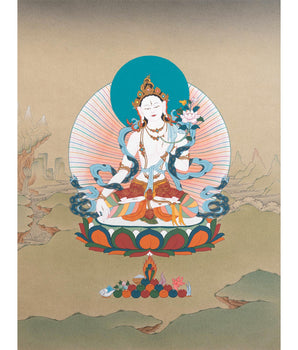 White Tara Thangka in Karma Gadri Tradition