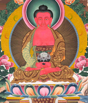 Amitabha Buddha Thangka | Handpainted Tibetan Artwork | Wall Decors