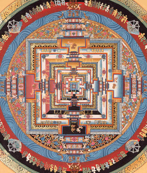 Buddhist Kalachakra Mandala | Tibetan Traditional Thangka | Wall Decors