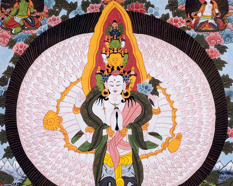 1000 Armed Avalokiteshvara | Traditional Tibetan Thangka | Wall Decors