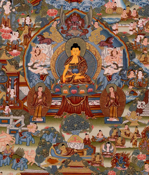 Gautam Buddha's Life Story | Religious Buddhist Thangka | Wall Decors