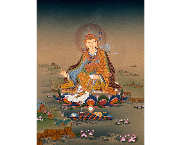 Master Padmasambhava | Lotus Born Guru Thangka | Handmade Painting