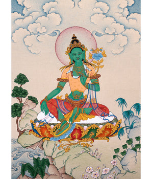 Green Tara Thangka | Hand Painted Tara | Tibetan Painting