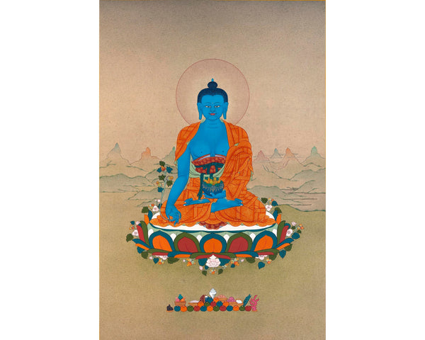 Blue Medicine Buddha | Lapis Lazuli | Tibetan Art Thangka