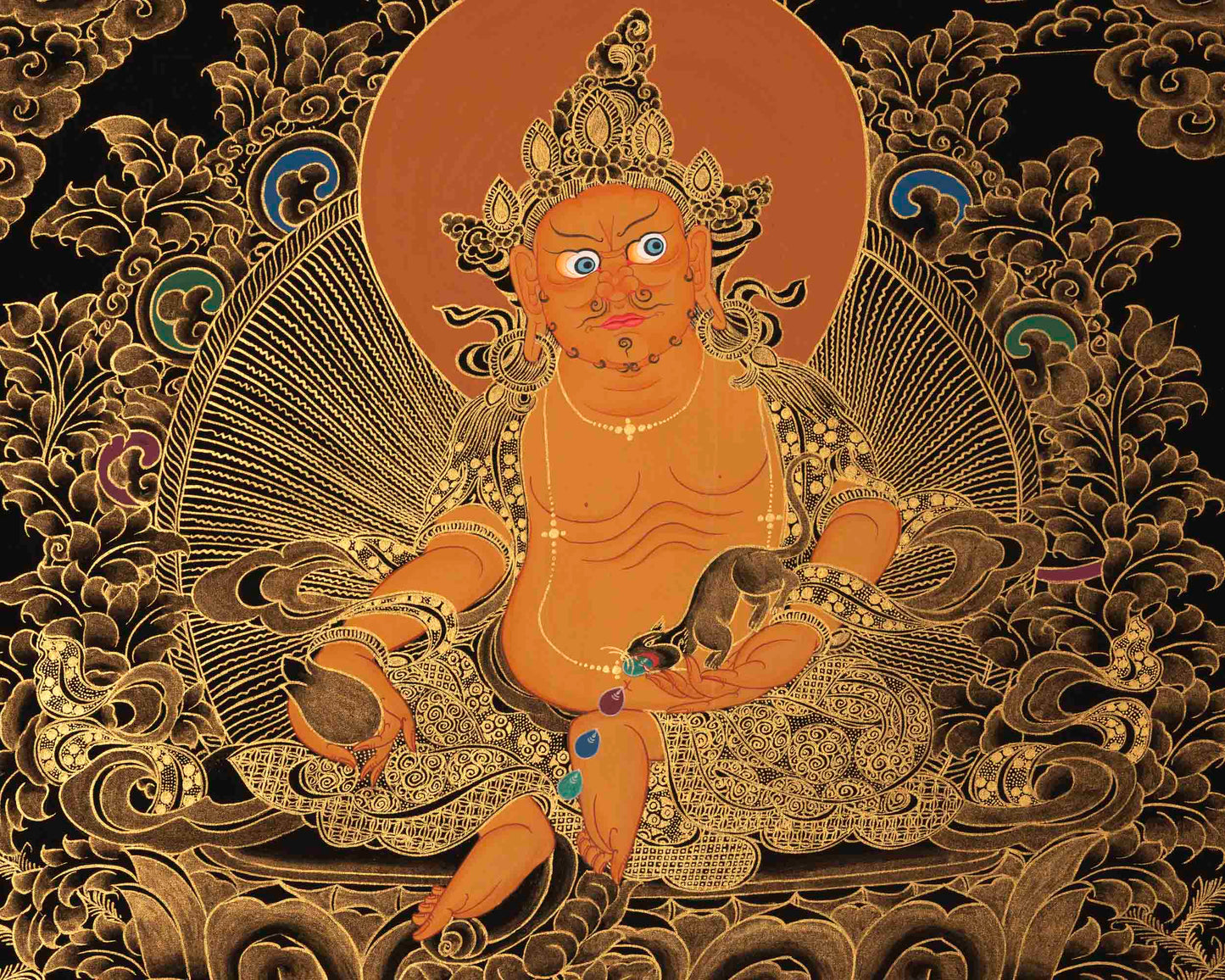 Dzambala Thangka Painting | Deity Of Wealth | Wall Decors