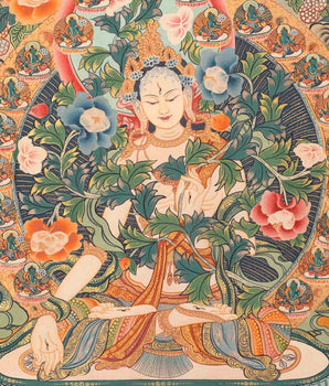 White Tara Thangka Painting | Religious Tibetan Art | Wall Decors