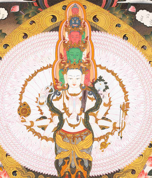 1000 Armed Avalokiteshvara | Wall Decors | Traditional Tibetan Thangka
