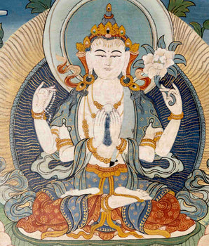 Avalokiteshvara Chengrezig Thangka | Religious Boddhisattva Art | Buddhist Gift