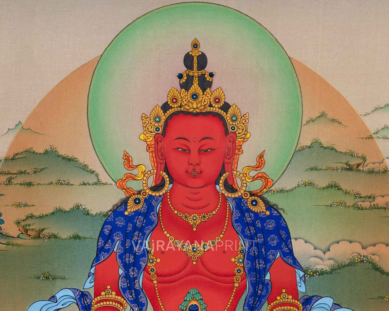 The Buddha of Long Life, Amitayus Print | Traditional Tibetan Poster For Wall Decoration