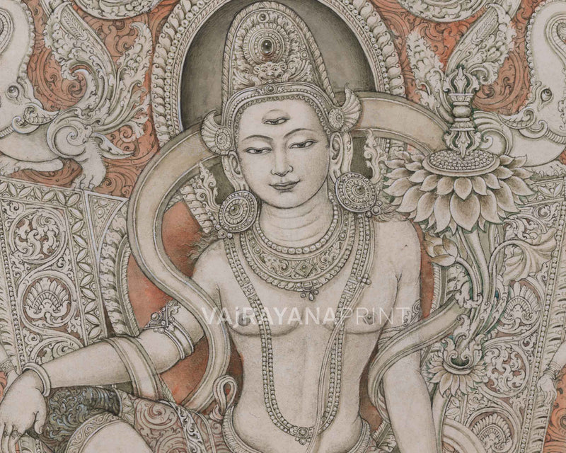 High-Quality Giclee Print Of Indra Deity | The Ruler Of Trayastriṃsa Heaven, Buddhist Cosmology