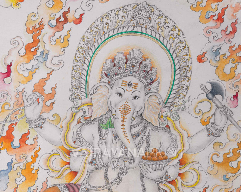 Jai Ganesh Aarti Print As Spiritual Room Decor  | Deity Of Remover Of The Obstacles