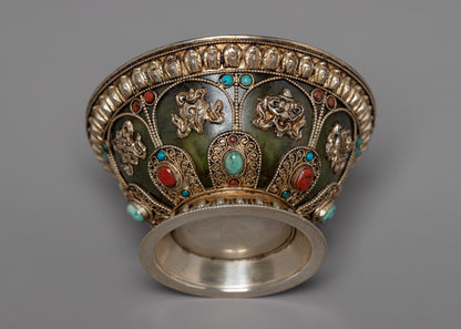 Buddhist Offering Bowl | Nepal Crafts | Religious Home Decor