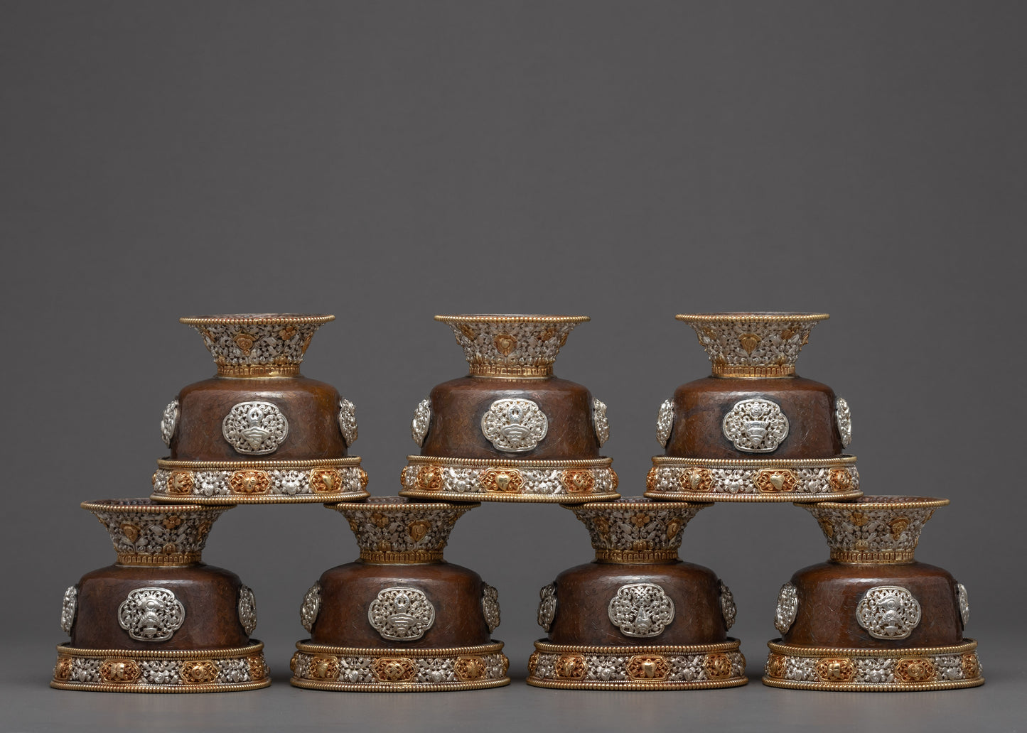 Ritual Offering bowls | Set of Seven Bowls | Tibetan Tings Set