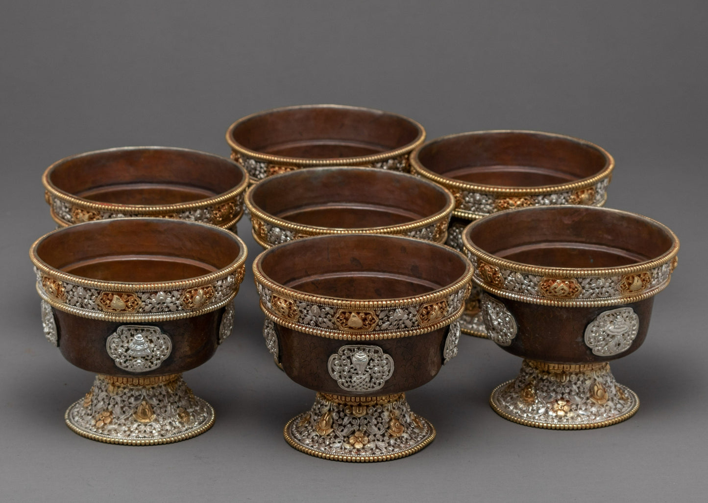 Ritual Offering bowls | Set of Seven Bowls | Tibetan Tings Set