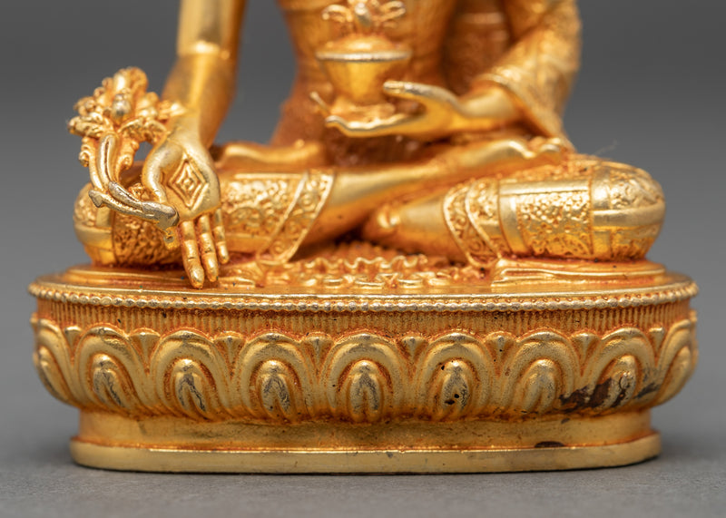 24K Gold Medicine Buddha Art | Traditional Tibetan Buddhist Statue