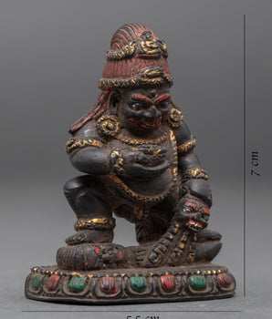 Vintage Black Dzambhala Statue | Wrathful Deity