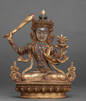 Buddhist Crystal Manjushri Statue