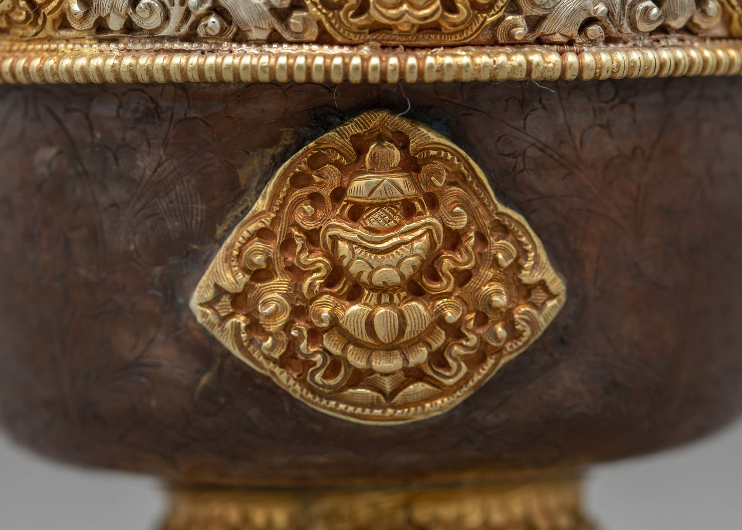 Seven Puja Bowls Set with Exquisite Handcarvings | Gold and Silver Plated