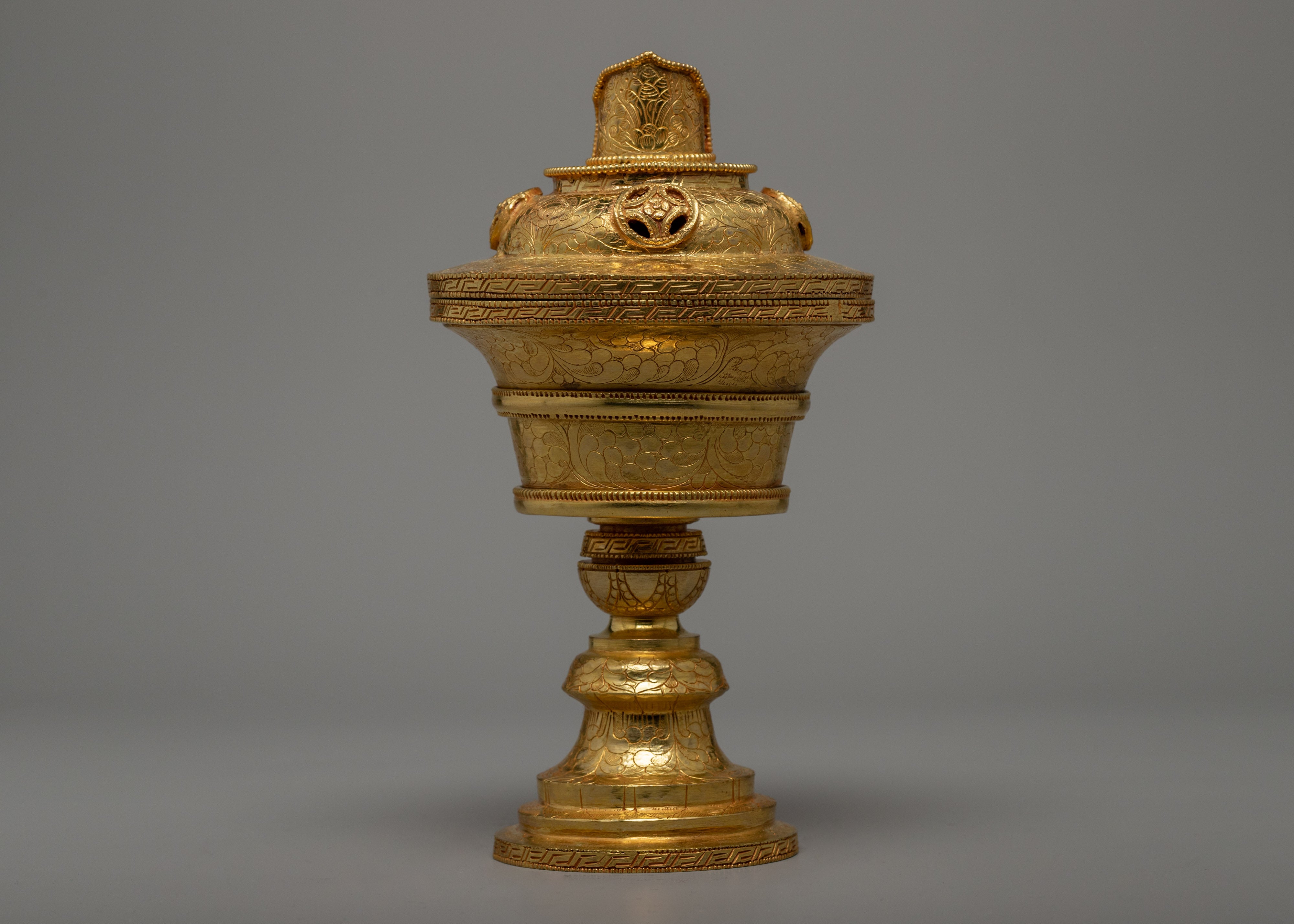 Tibetan Butter Lamp |  Gold plated Lamp