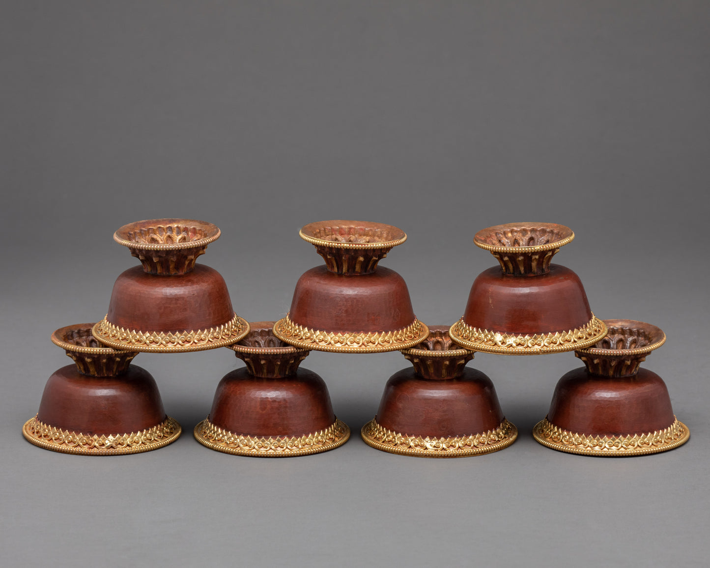 Set of Seven Offering Bowl | Stemmed Puja Bowls | Ritual Items