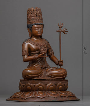Traditional Himalayan Kshitigarbha Copper Statue | Bodhisattva Of The Womb Artwork