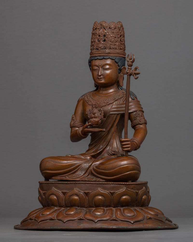 Traditional Himalayan Kshitigarbha Copper Statue | Bodhisattva Of The Womb Artwork