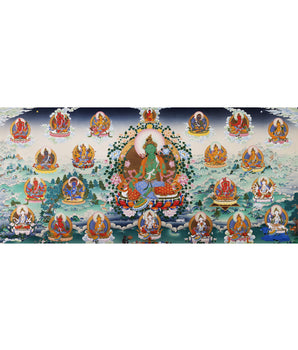 21 Tara Prayer Thangka of Mahasiddha Surya Gupta Tradition | Tibetan Hand Painted Art