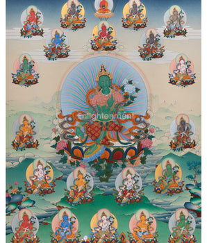 Exclusive Traditional 21 Tara Thangka | Goddesses of Compassion and Protection | Religious Artwork