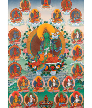 21 Taras Mandala of the Chandragomin Tradition | Twenty-One Tara Thangka Painting
