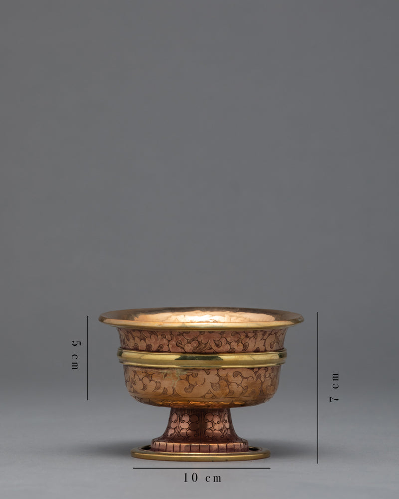 High Quality Brass Water Offering Bowls | Handcarved Tibetan Yonchap