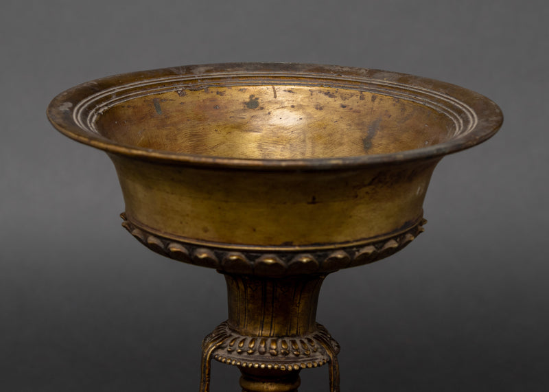 Antique Brass Stand Oil Lamp Set | Tibetan Butter Lamp Couple