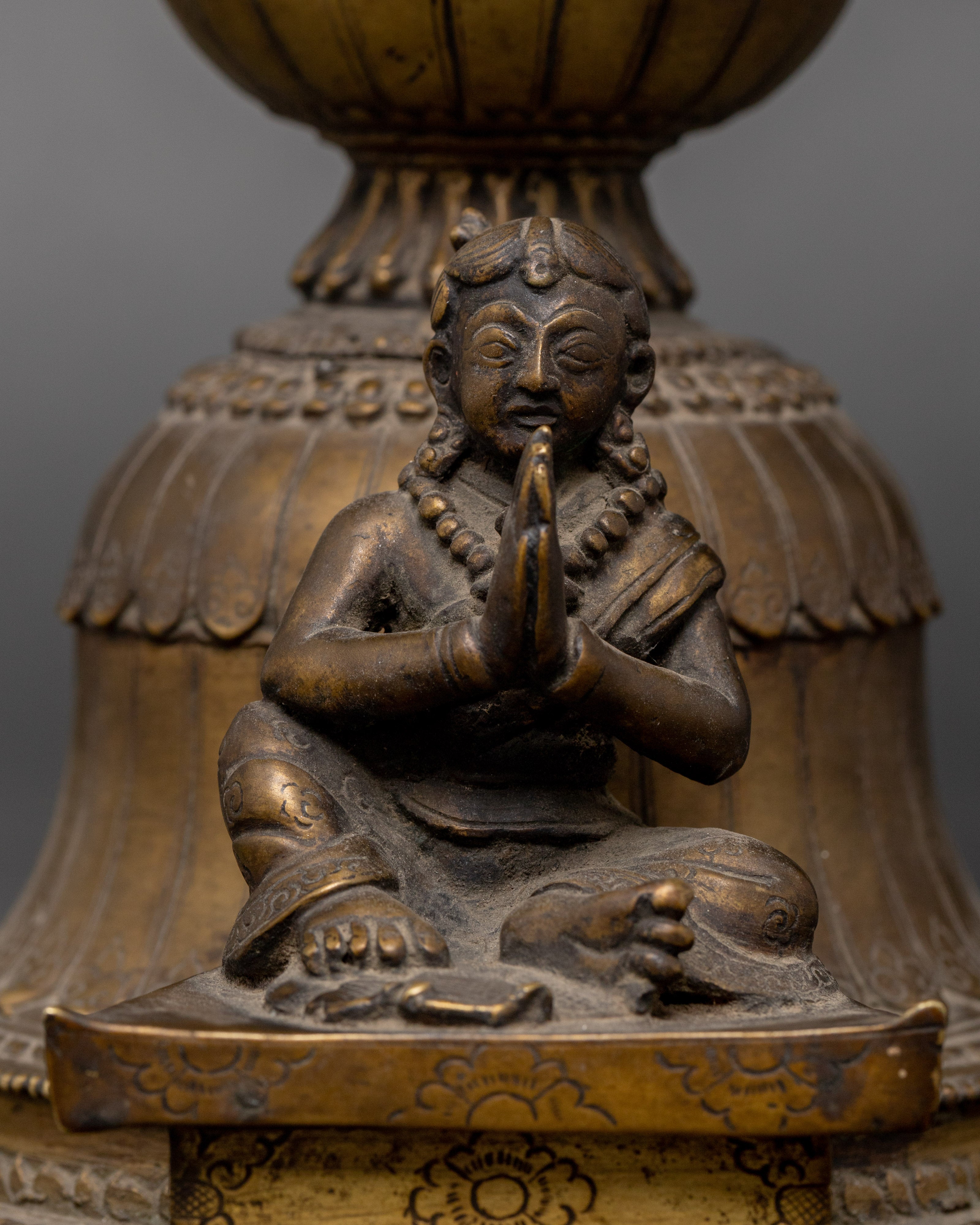 Antique Brass Stand Oil Lamp Set | Tibetan Butter Lamp Couple