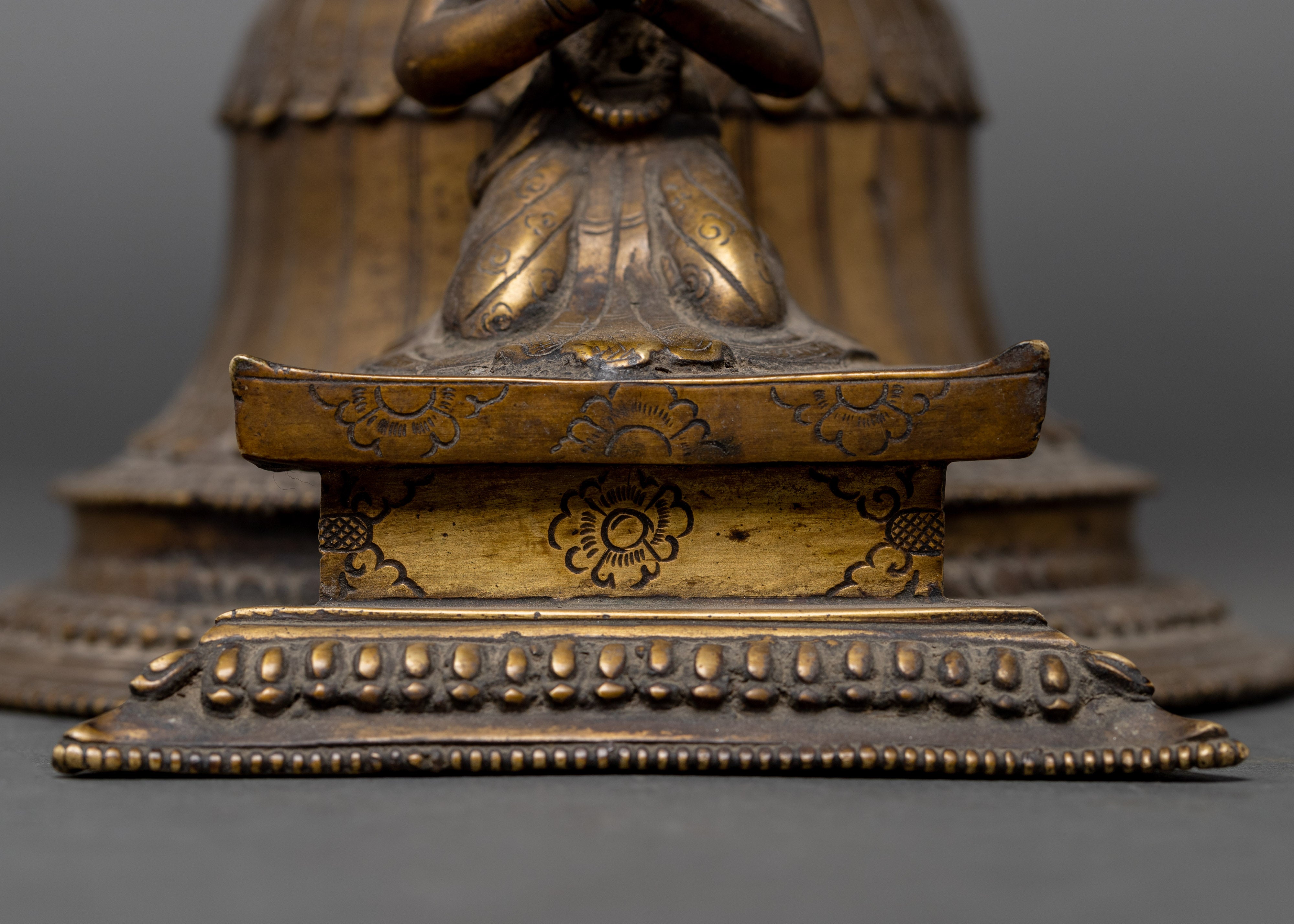 Antique Brass Stand Oil Lamp Set | Tibetan Butter Lamp Couple