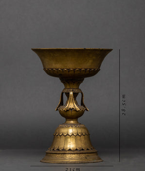 Standing Vinatge Oil Lamp Set | Akhand Jyoti Diya with Stand