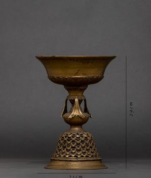 Vinatge Brass Stand Oil Lamp Set | Tibetan  Butter Lamp