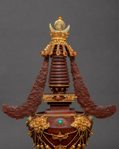 Gold-Plated Buddhist Stupa | Traditional Hand Art Work