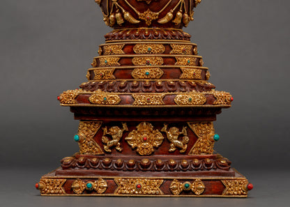 Gold-Plated Buddhist Stupa | Traditional Hand Art Work